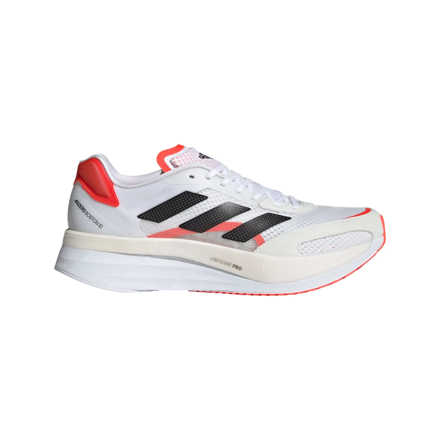 ADIDAS Men's Adizero Boston 10 (White/Core Black/Solar Red) 1 ADIDAS Men's Adizero Boston 10 (White/Core Black/Solar Red)