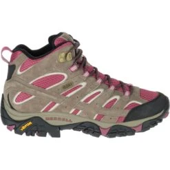 MERRELL Women's Moab 2 Mid Waterproof Hiking Boots, Boulder/ Blush -All Shoe Shop 2033039 201 alt6