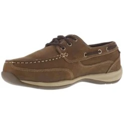 ROCKPORT WORKS Women's Sailing Club Steel Toe Boat Shoes, Brown, Wide -All Shoe Shop 2033611 201 alt2