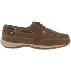 ROCKPORT WORKS Women's Sailing Club Steel Toe Boat Shoes, Brown, Wide
