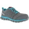 REEBOK WORK Women's Sublite Cushion Work Alloy Toe Athletic Oxford Sneakers, Grey/Turquoise
