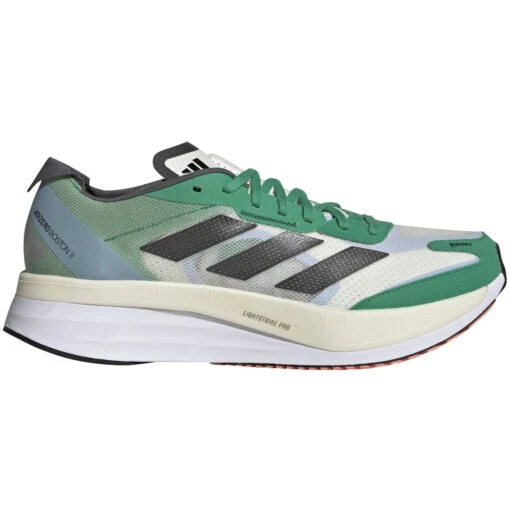 ADIDAS Men's Adizero Boston 11 (White Tint/Core Black/Court Green) -All Shoe Shop HQ3694